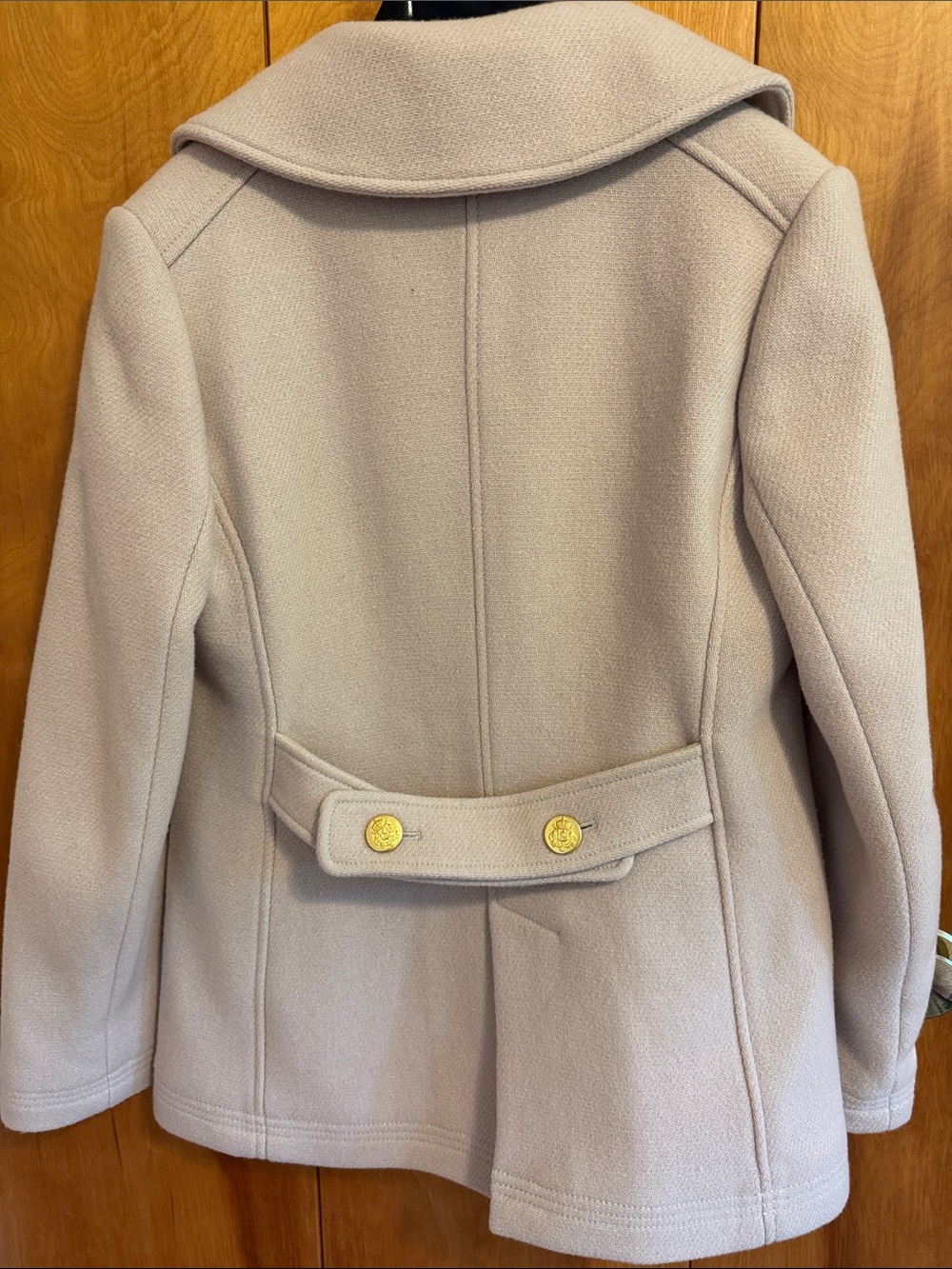 J. Crew Double-Breasted Light Taupe Wool Peacoat with Gold Buttons - Picture 6 of 6